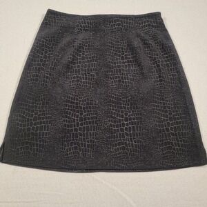 VTG Y2K Exact Change Mini Skirt Size 5‎ Black Crocodile Print Goth Grunge 90s